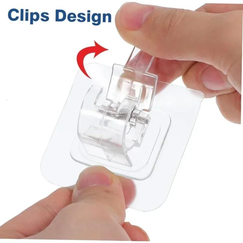 Self Adhesive Curtain Rod Holder Nail-Free Adjustable Clamp Hooks Kitchen Bathroom No Drilling Wall Hanging Rack Hook Bracket