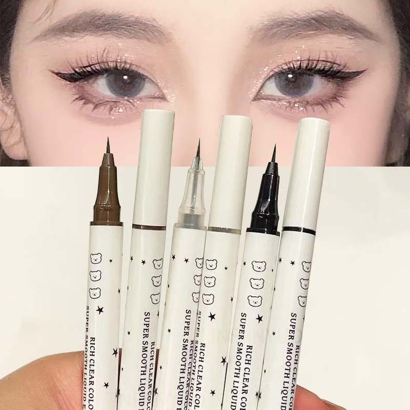 3 Colors Cute Bear Waterproof Long-Wearing Liquid Eyeliner Makeup Smudge-Proof Quick-Drying Formula for Sensitive Eyes Cosmetics