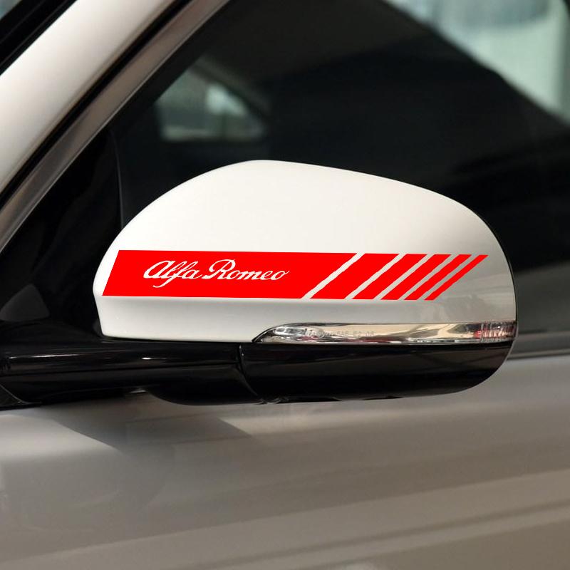 2 szt. Naklejka z emblematem w formie paska bocznego na lusterko wsteczne samochodu 3D Styling samochodowy do Alfa Romeo Giulia Giulietta MiTo Stelvio Tonale 4C 8C Disco Volante Gloria