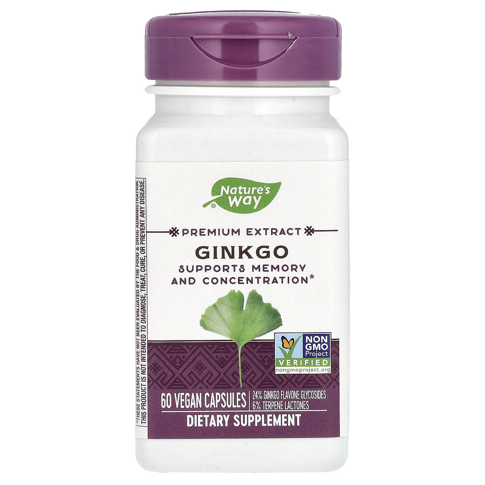 

Nature s Way, premium extract, ginkgo biloba, 60 vegetable capsules