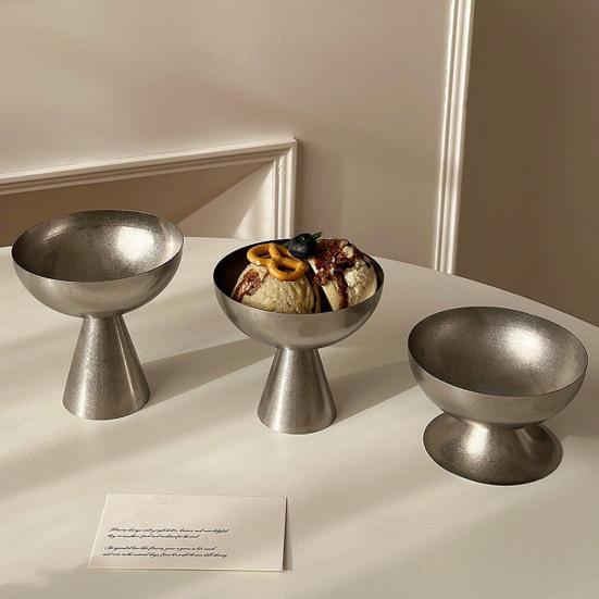 Stainless Steel Dessert Cup Cream Bowl Retro Ice
