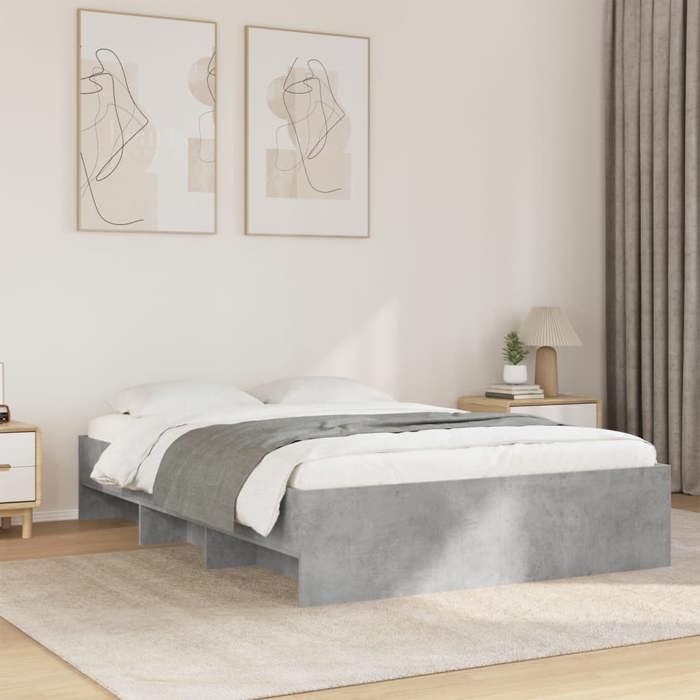 VidaXL Cadre de lit gris béton 120x200 cm bois d'ingénierie, meuble de chambre à coucher, lit double, sommier, lit, cadre de 3295663