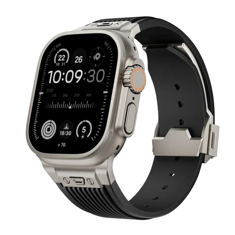 Luxury Strap for Apple Watch Strap Ultra 3 49mm 46mm 45mm 44 42mm Soft Silicone Bracelet for IWatch Series11 10 9 8 7 6 5 4 SE 3