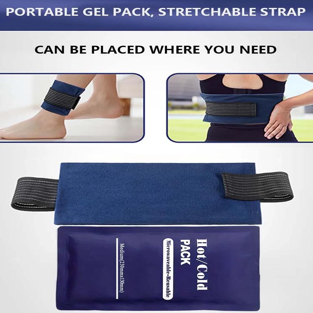 Ice Pack with Elastic Strap Reusable Cold Hot Therapy Packs for Sport Injury First Aid Knee Back Wrist Shoulder Arm Pain Relief