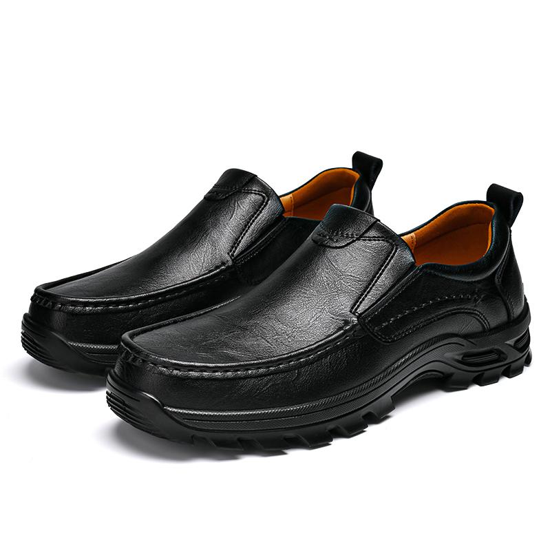 Handmade Men's Genuine Leather Casual Shoes Non-Slip Platform Walking Shoes Outdoor Hiking Footwear Loafers Breathable Sneakers