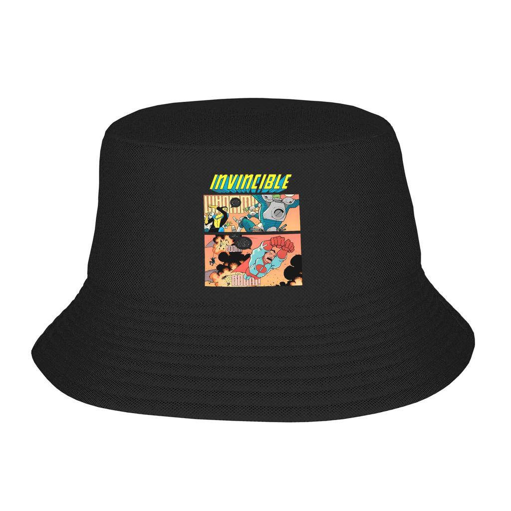Invincible OmniUnisex Black and White Bucket Hat Beach Hatwear Accessories Fishing Hat for Girl Boonie Hat Lightweight