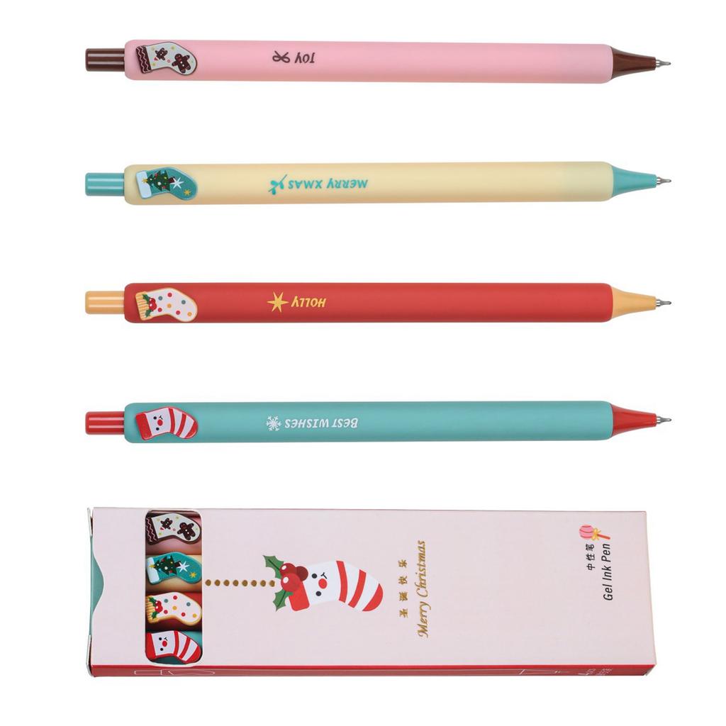 4 Pcs/Set Christmas Gel Pen 0.5mm Neutral Pen Gel Ink Pen Signature Pen Stationery Pen School Supplies for Writing