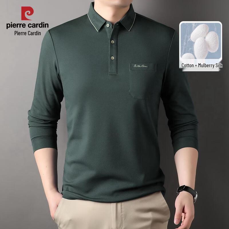 Pierre Cardin Men's Silk Blend Cool Breathable Long Sleeve Polo T-Shirt