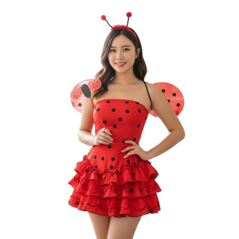 Bees Costume Accessories Set Bees Antenna Headband Tutus Dress Butterfly Wing Cosplay Halloween Costume for Adult Women