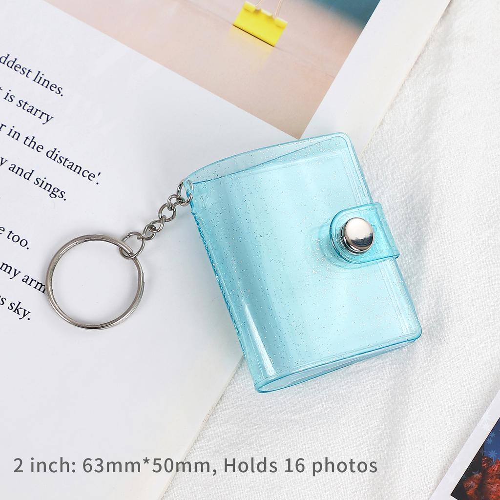 16 Sheets Cute Mini Keychain Photo Album 1/2 Inch Snap Button Pocket Folders Journal Note Material Paper Storage Book Stationery