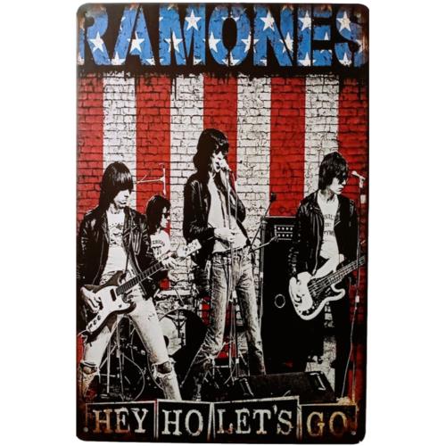 Ramones Vintage Punk Rock Metal Sign Hey Ho Lets Go 70s 80s Retro Music Sign aluminum 20x30cm