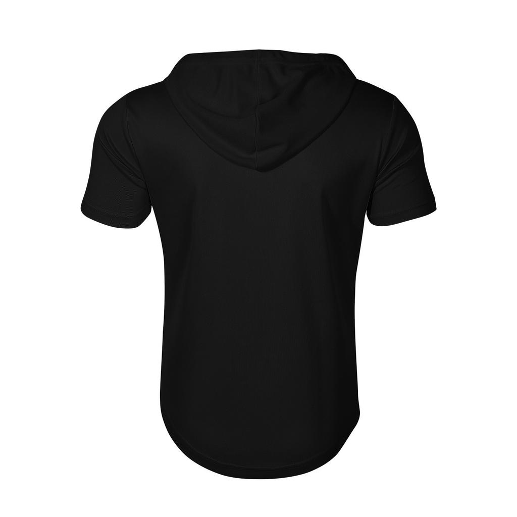 Men's Summer Shirt Zipper Pocket Short Sleeve Hooded Sweatshirt Men's Sports Large Size Casual Sweatshirt