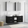 5 Piece Bathroom Furniture Set Black Oak Engineered Wood and Glass