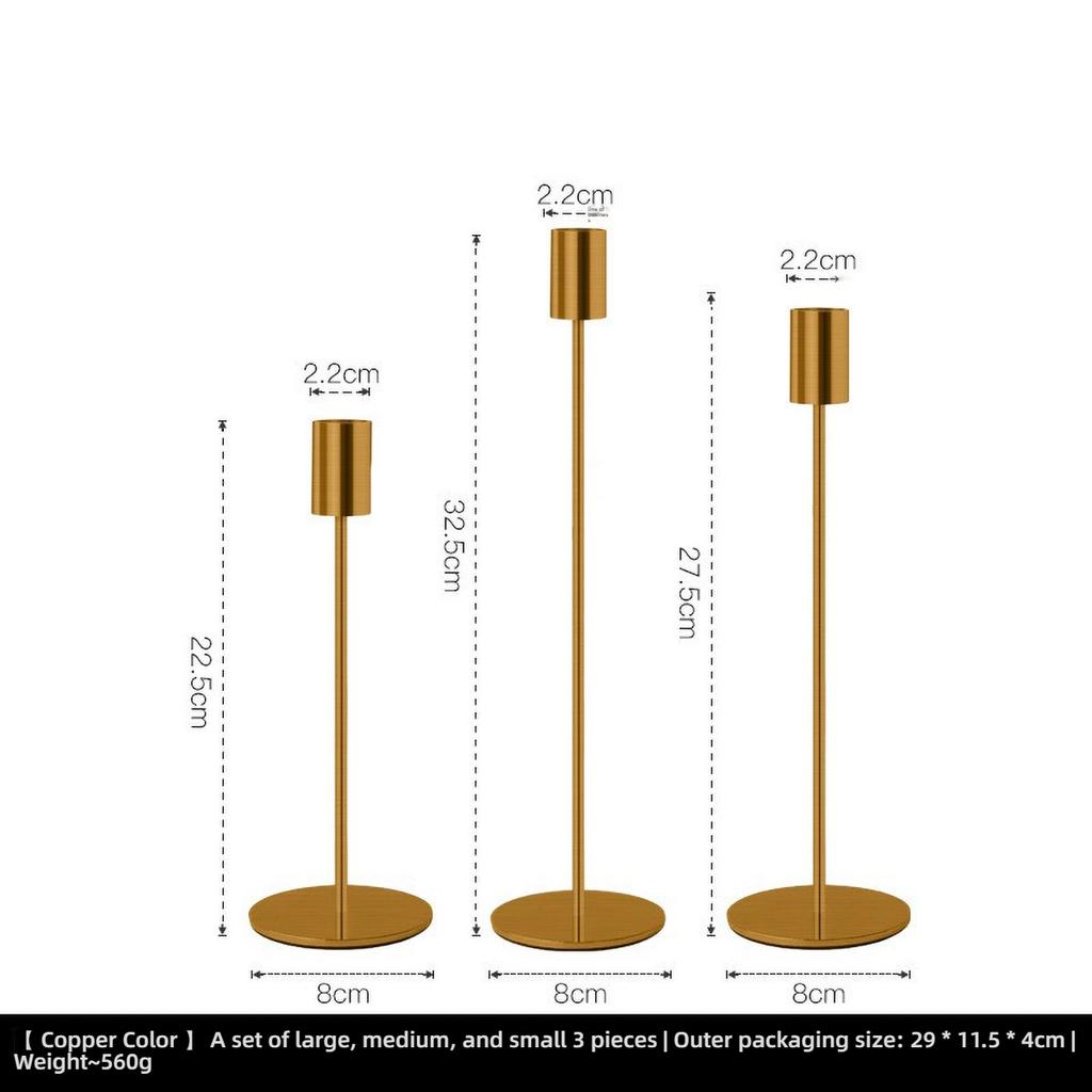 Gold Metal Pillar Candle Holder for Candles for Candles, Table Design Candlesticks Tabletop Decorative Home Dining Centerpiece