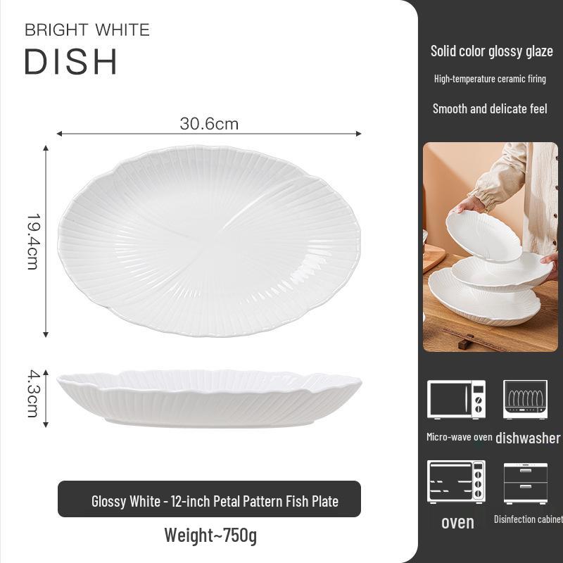 2025 Luxury Ceramic Fish Plate: Stylish, High-End Tableware for Steamed Fish & Vegetables
