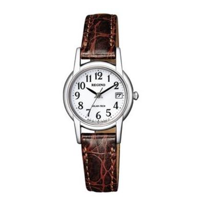 Damen KH4-815-10 ( Uhr REGUNO Solar-Tech Armband Damen) Runde Uhr Braun Edelstahl