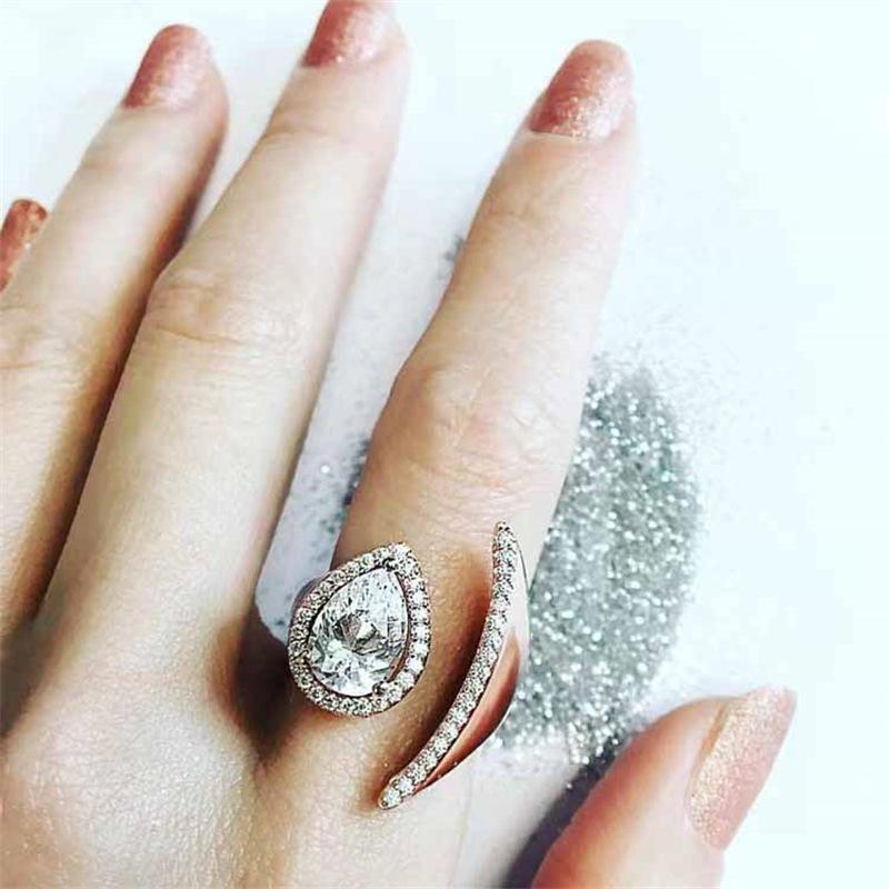 High-Carbon Diamond Water Drop Irregular Designer Accessories Adjustable Opening