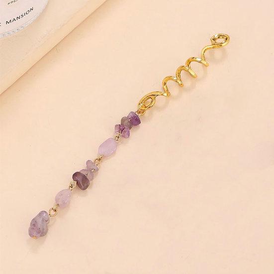 Dreadlock Beading Jewelry Ethnic Anti-slip Individual Natural Stone Vintage Style Hair Decoration Alloy Twirled Braided Hair Headgear Hair Accessory