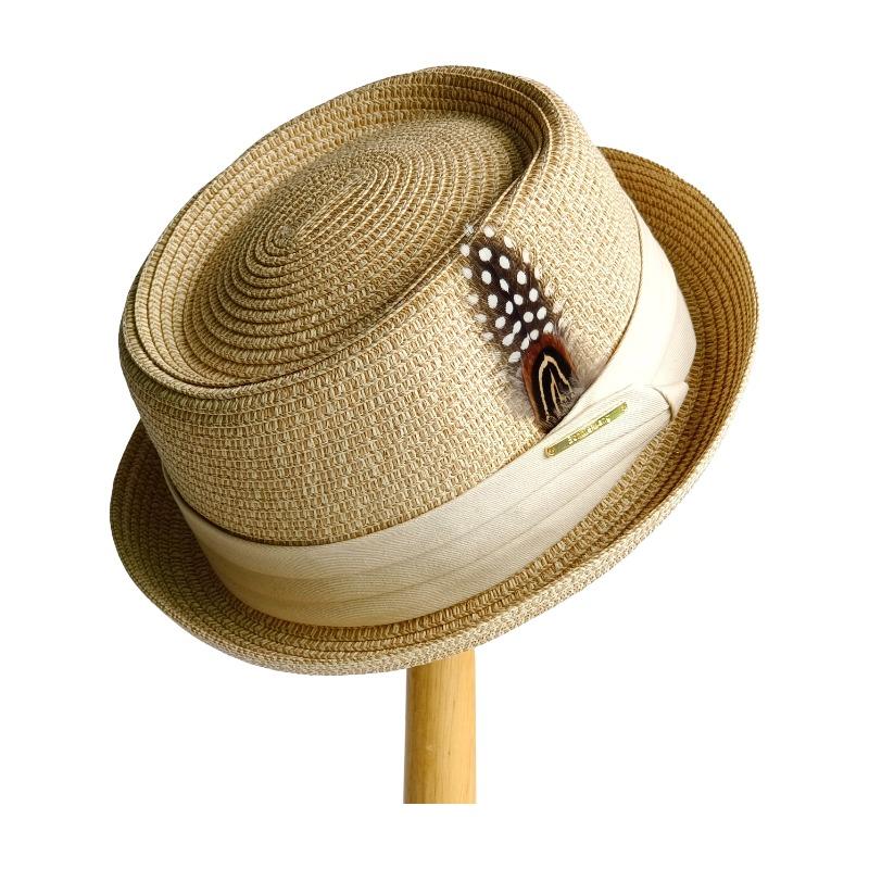 Cappello Panama Uomo Cappello Pork Pie Vintage Britannico Trilby Cappello di Paglia Fedora Traspirante Cappello da Sole da Spiaggia Cappello a Tesa Larga Cappello di Paglia Intrecciato a Mano