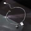 Silver Color Good Luck Letter Plate Pendant Bracelets For Women Vintage Geometric Round Ball Charm Bracelet Punk Party Jewelry