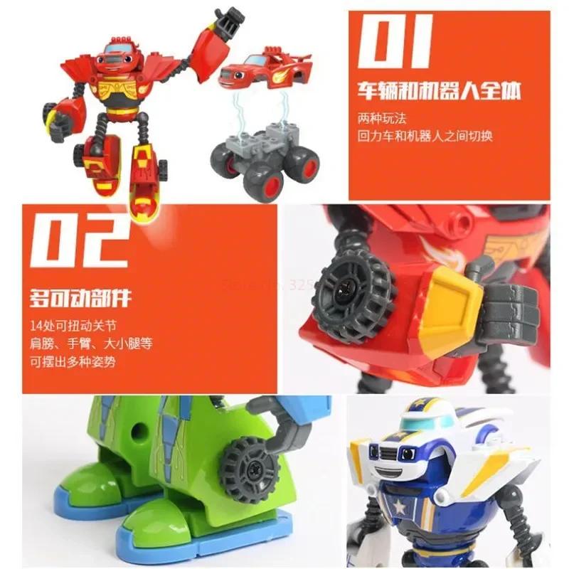 Anime Figures Blaze Monster Machines Cartoon Deformed Car Model Doll Action Toy Boys Birthday Plastic Alloy Collectible Gift