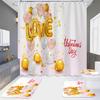 4Pcs Valentine's Day Shower Curtain Set with Non-Slip Bath Mat, Toilet Lid Cover, Contour Rug & 12 Hooks, Bathroom Decor