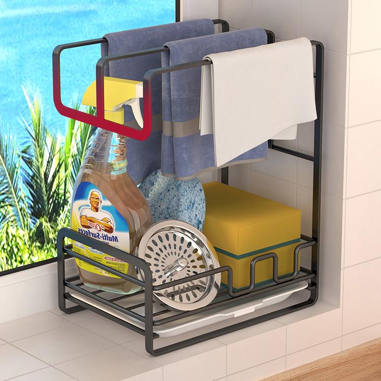 Küchenlappenständer, lochfreies Arbeitsplattenregal, Geschirrtuch-Abtropfgestell, multifunktionale Lagerregale