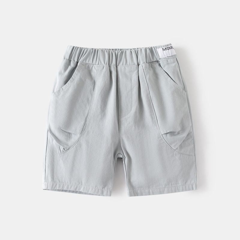 Color Five-Point Shorts, Summer Children's Woven Label Shorts, Baby Boys' Casual Mid-Length Pants, Korean Style Mid-Waist Elastic Waistband Pants