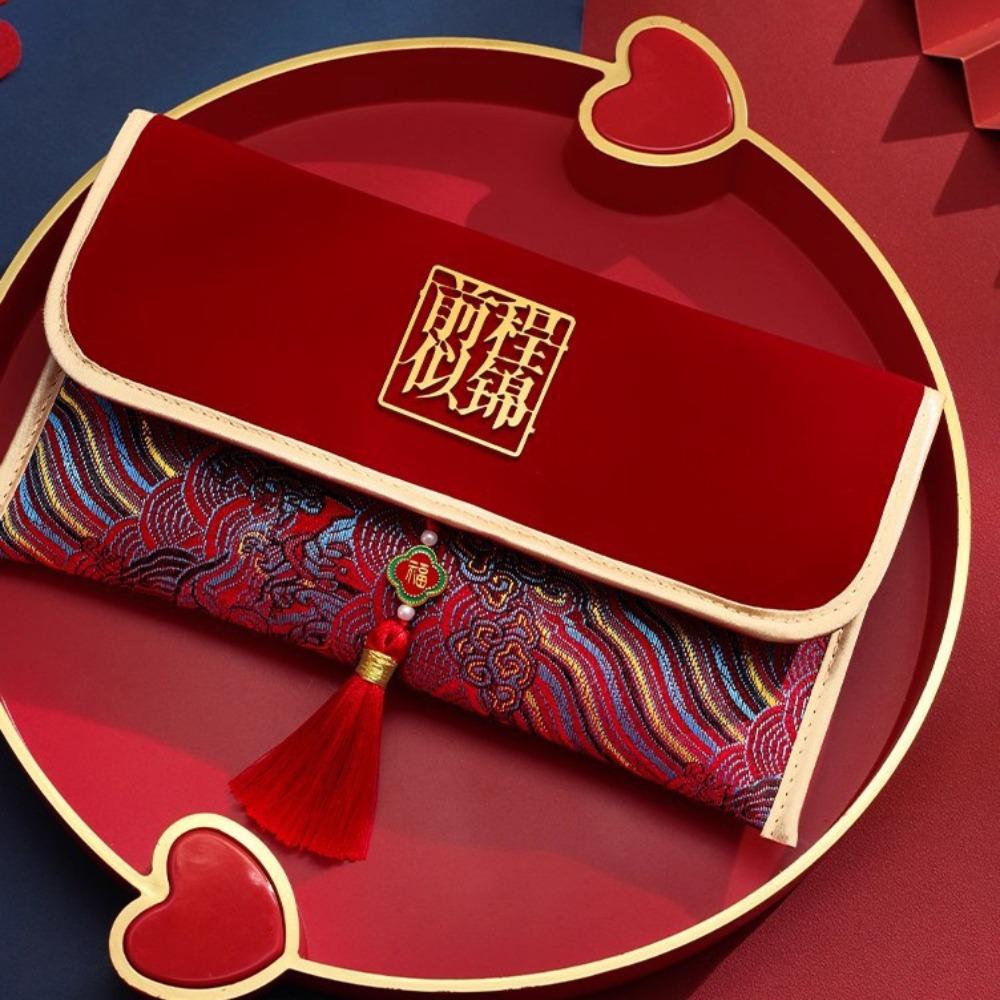 Traditional New Year Chinese Red Envelope Chinese Year CNY Packet Envelopes Cloth Blessing Chinese Lucky Money Bag
