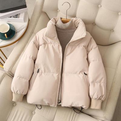 Winter Down Coat Padded Hooded Stand Collar Pockets Zip-up Parka Windproof Heat Retention Daily Cold Weather Outwear Cotton Jack