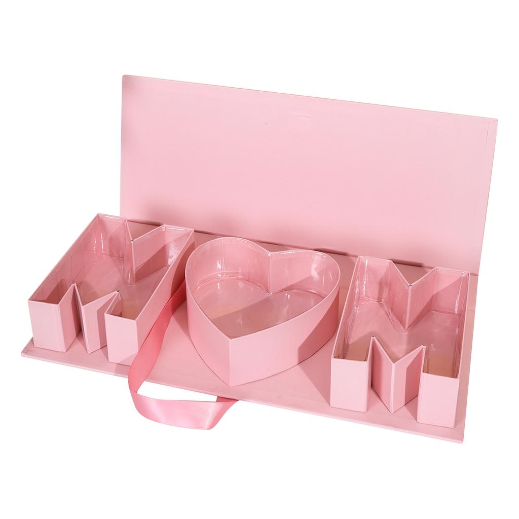 Mother Birthday Gifts Box  ''Mom'' Letter Empty Box Cardboard Fillable Paper Gift Flower Chocolate Packaging For New Mom Mother Birthday