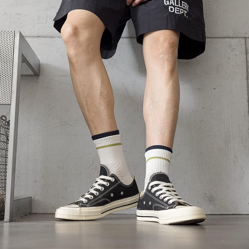 Men's Fashion Socks: Short-sleeved Men's Socks with Double Cuffs and Boneless Seams, Breathable Mesh Men's Mid-sleeved Socks