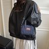 Retro Denim Small Square Shoulder Bag for Women Lightweight Portable Crossbody Bag Thread Design Phone Handbag
