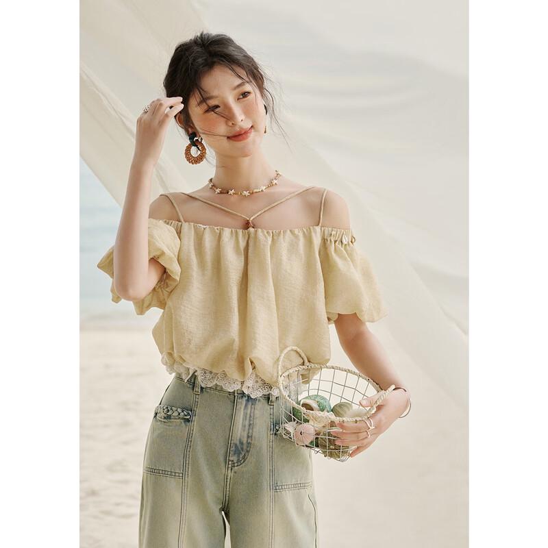 Mishow French Off-Shoulder Tencel Blouse
