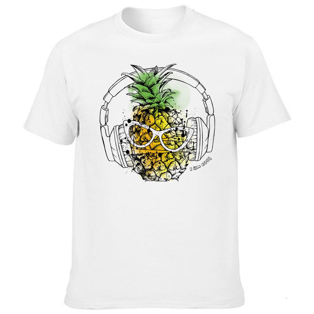 Men Clothes Pineapple Pizza Fruit Printed Funny Aesthetic Shirt Leisure Short Sleeve O Neck T