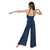 Tuta Larga da Ragazza Scollo all'Americana Senza Maniche Rucherata Rete Davanti Schiena con Laccetti Strass Costume da Ballo