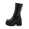 New Women British Style Chelsea Ankle Boots, Platform Thick‑Sole Fashion Short Boots For Petite Ladies