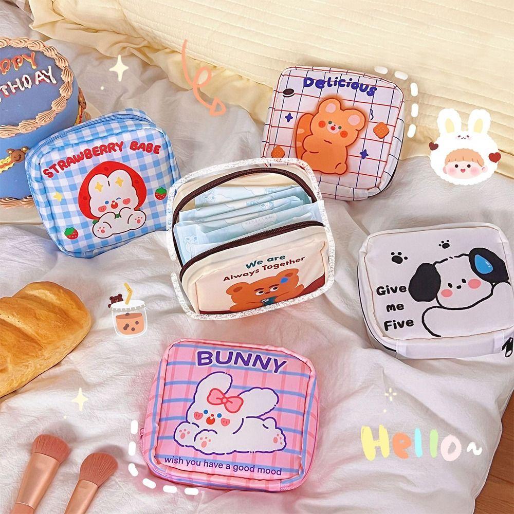 1Pc Sanitary Napkin Storage Bag Waterproof Bag Tampon Pads Coin Purse Travel Makeup Lipstick Pouch Kawaii Data Cables Organizer