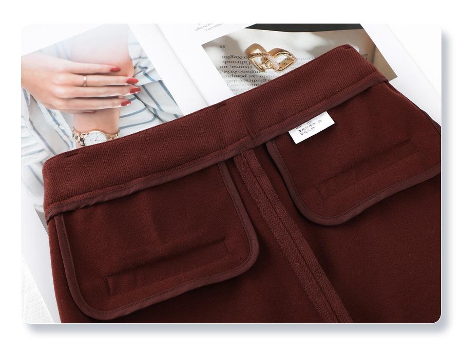 Women's Khaki High-Waisted Wool Wide-Leg Trousers - New 2024 Autumn/Winter Collection