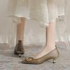 Pointed Stiletto High Heels Commuting Temperament Shallow Mouth French Metal Buckle Spring 2025 New Fashion Single Shoes Women