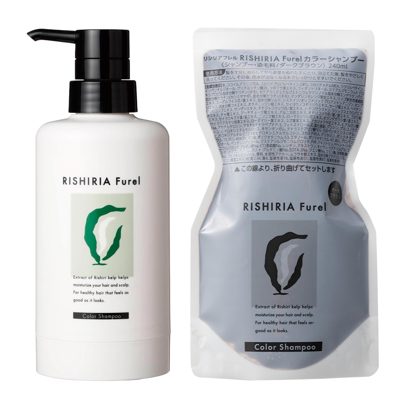 

RISHIRIA Furel Color Shampoo (Dark Brown) Exclusive Bottle & Refill Pouch 240ml
