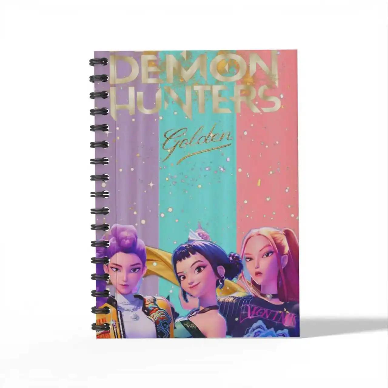 

Newly launched K pop Demon Hunters Anime Notebooks Stationery Coil Writing Pads for Students Message Book Gift Anime merchandise