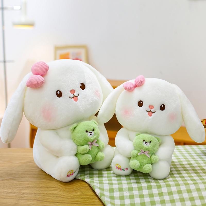 Non-Toxic Kawaii Bunny Bear Plush Toy Cute Rabbit Plush Toy Stuffed Animals Pillows Kids Birthday Christmas Gift For Children Valentine'S Day