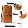 FORRICA Long Wallet with Coin Retro Round Bill PU Brown Women's RFID-Skimming-Proof Zipper, Purse, Style, Zipper, Compartment, Leather,