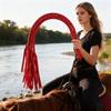 Faux Leather Horse Whip Two-Tone 8 Braiding Tails Whip Hangable Horse Training Whip Riding Crop with Willow-Leaf Tassels Equestrian Accessory
