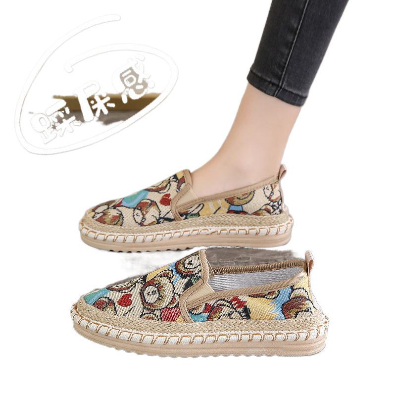 Tygskor nya ventilerande sommar platta vardagliga retro canvas skor trendiga