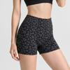 Leopard Print Three-point Yoga Shorts Peach Hip Sports Shorts Women's Gym Special High Waist Hip Fitness Shorts Summer