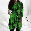 Women's  Casual 3/4 Sleeve Shirts Fashion St Patrick's Print Tunic Tops With Pockets