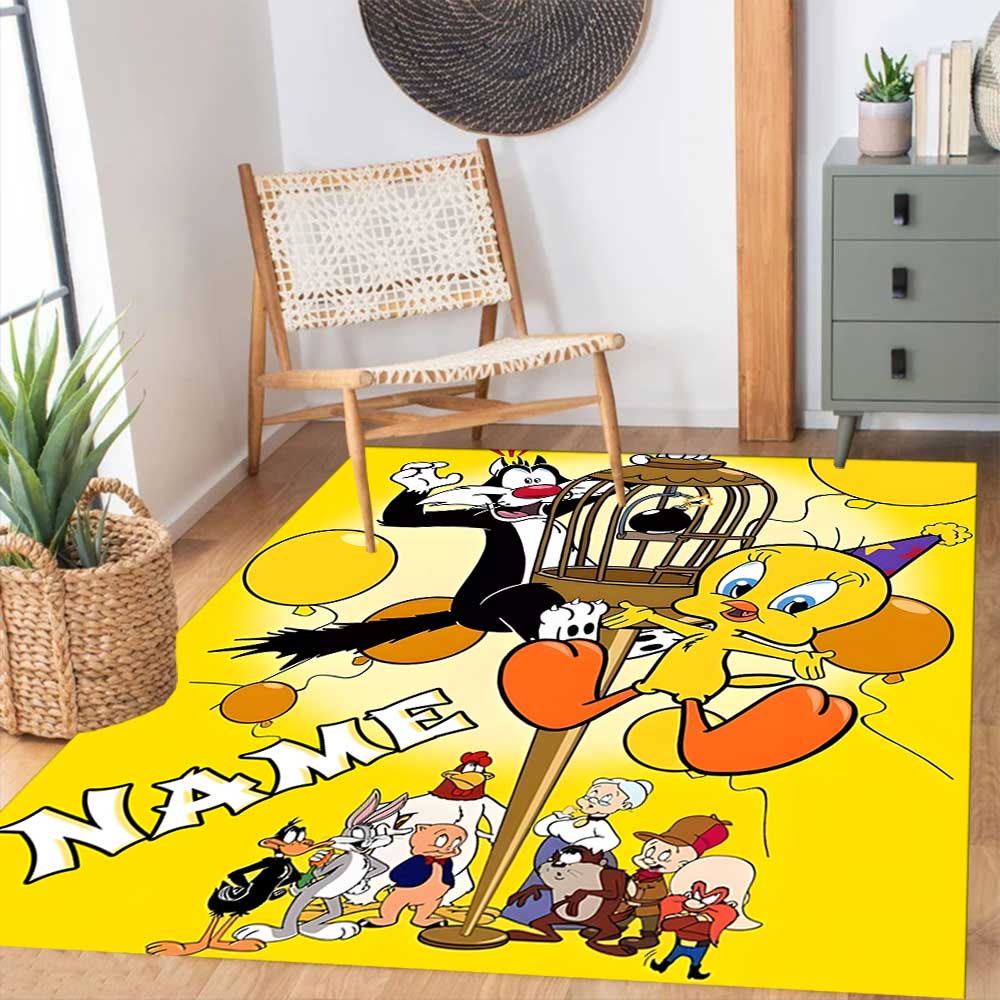 Warner Bros. Funktioniert (25) Personalisieren Sie Ihren Namens-Teppich, Ihr Bürostuhl-Kissen, Ihr Geschenk für Schlafzimmer und Wohnzimmer zu Hause.