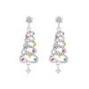 Sparkling Christmas Tree Earrings with Rhinestones & 925 Silver Needle